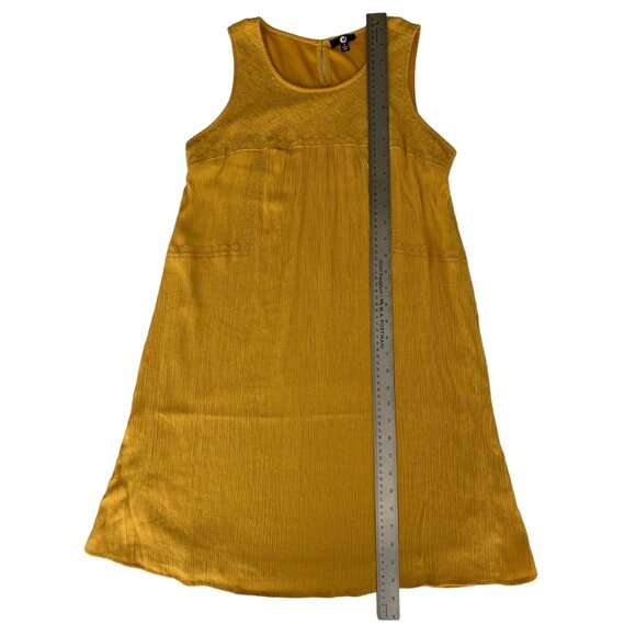 A&I Sleeveless Mustard Yellow Crinkle Texture Summer Dress Small - Picture 7 of 12